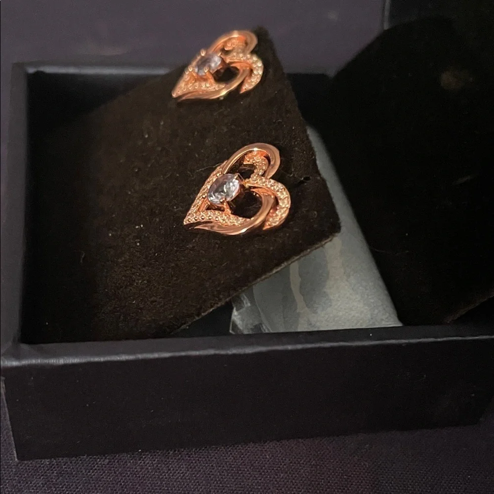Elegant Gold Heart Earrings with Crystals
